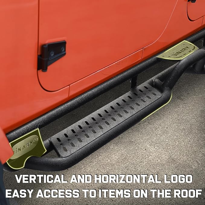 BINARY STAR Running Boards Compatible with Vehicle 2018-2026 Jeep Wrangler JL 4 Doors, 6 Inch Two-Stair Side Steps Truck Nerf Bars, Wrangler JL Carbon Steel Side Steps Truck Step Bars Estribos para