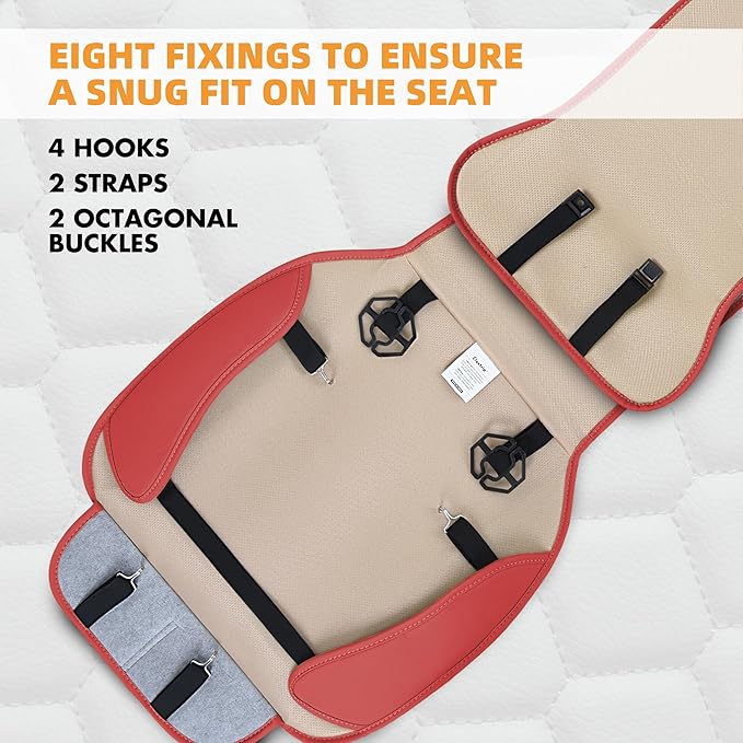 Elantrip 2PCs Front Car Seat Covers Leather Car Seat Protector Universal fit for Most Cars SUVs and Trucks Water Proof Seat Protector Red