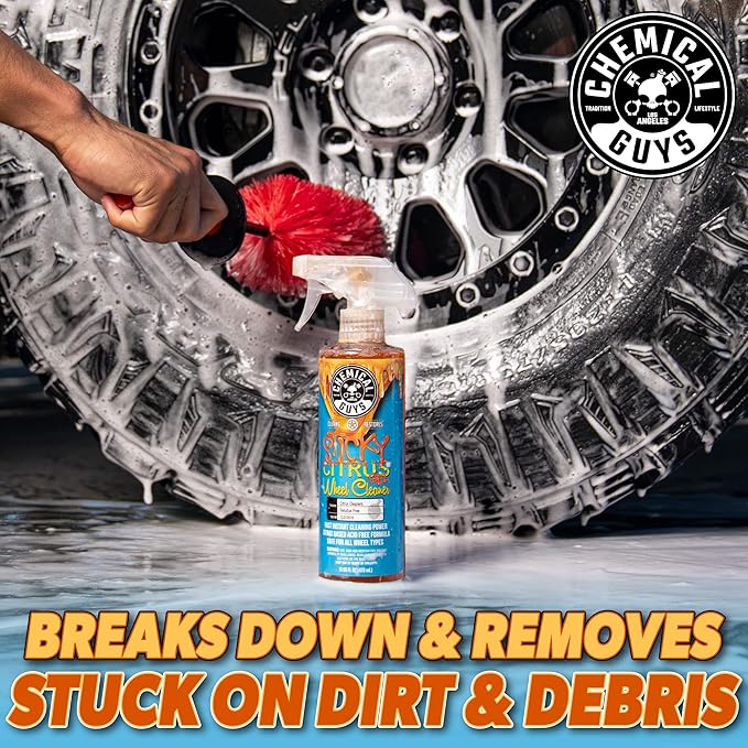 Chemical Guys CLD1051602 Sticky Gel Citrus Wheel Cleaner Gel, (Safe For All Wheel Types) Works on Cars, Trucks, SUVs, Motorcycles, RVs & More, 16 fl oz (2 Pack)