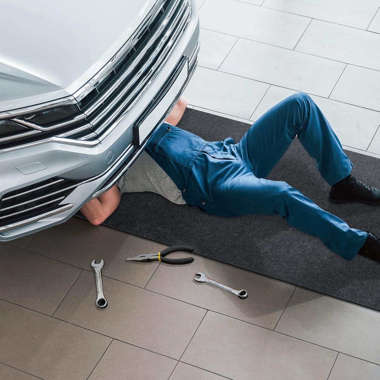 Oil Spill Mat, 59 x 72 inches, Premium Absorbent Oil Pad. Contains Liquids, Protects Garage Floor from Spills, Drips, Splashes and Stains. Washable, Reusable, Waterproof Rubber Parking Mats