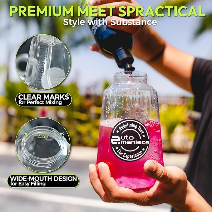 AutoManiacs Foam Cannon for Pressure Washer(Not Garden Hose), Adjustable Car Wash Sprayer with 1/4 Inch Quick Connector, 1L Durable Snow Foam Blaster for Car & Truck Washing