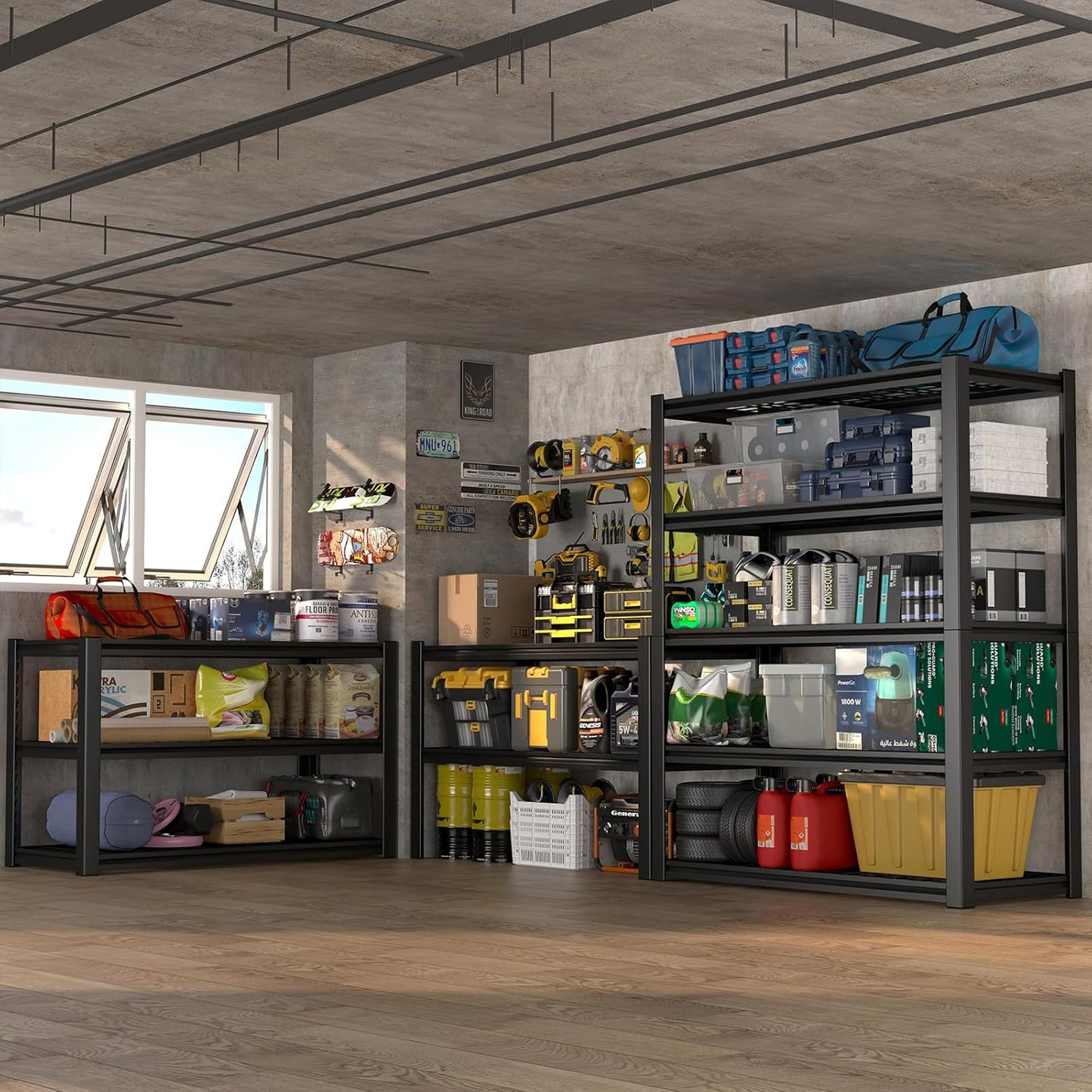 Garage Shelving,5-Tier Metal Storage Shelves,Metal Shelves for Garage Storage,Steel Shelving 24" D x 47" W x 72" H