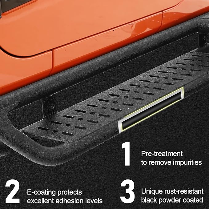BINARY STAR Running Boards Compatible with Vehicle 2007-2018 Jeep Wrangler JK 2 Door, 6 Inch Two-Stair Side Steps Made with Carbon Steel, Wrangler JK Side Steps Truck Step Bars Nerf Bars