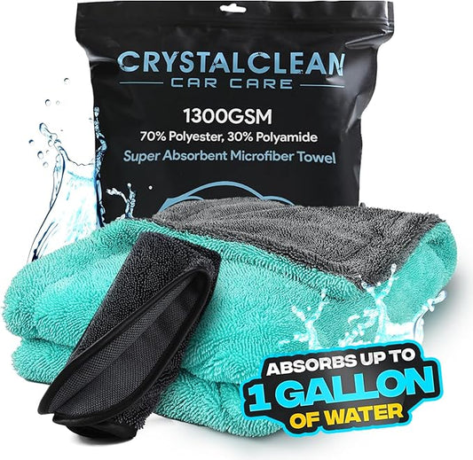 Quick & Effortless XL (36x24) Car Drying Towel with Double Twisted Loop - 1300GSM Super Absorbent Microfiber Towel Perfect for Large Vehicles, The Ultimate One-Pass Shine Zero Streaks, Zero Spots