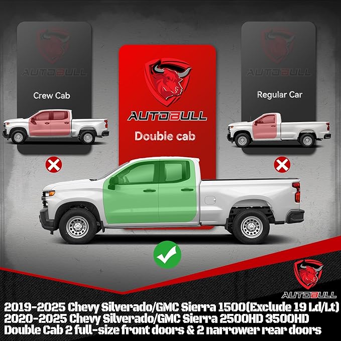 Double & Extd Cab Running Boards Side Steps Compatible with 2019-2025 Chevy Silverado/GMC Sierra 1500 (Excl 19 Ld/Lt, 2020-2025 Chevrolet Silverado/GMC Sierra 2500HD 3500HD Double Cab & Extd Cab