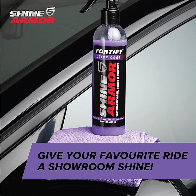 SHINE ARMOR Fortify Quick Coat – 3-in-1 Ceramic Coating Spray (8oz) | Waterless Wash, Shine & Protection | Streak-Free, Hydrophobic Car Wax for Paint & Trim