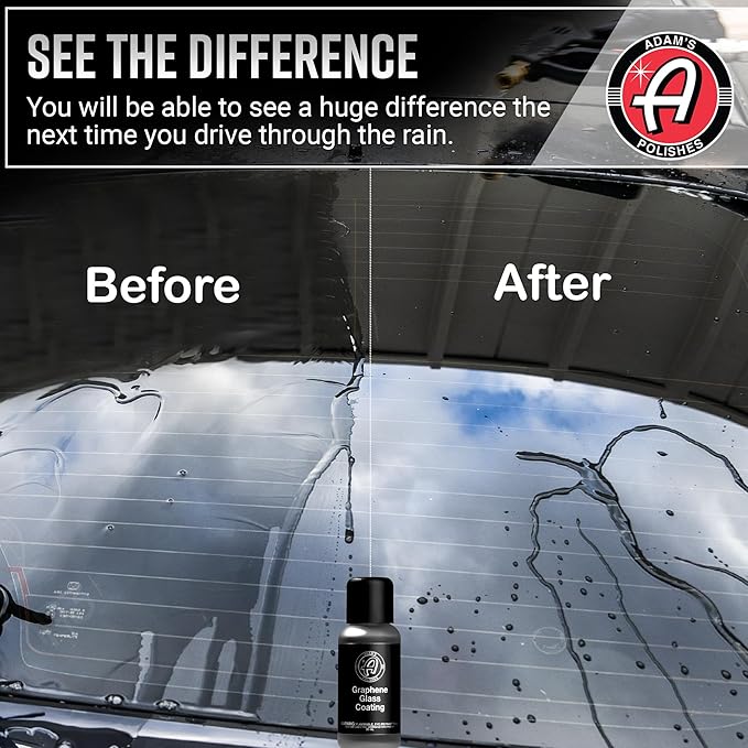 Adam's Polishes Graphene Glass Coating (30ml) - Advanced Rain Windshield Water Repellent for Cars, Shower Doors Mirrors and Other Glass Surfaces | Long Lasting Hydrophobic Graphene Ceramic Coating