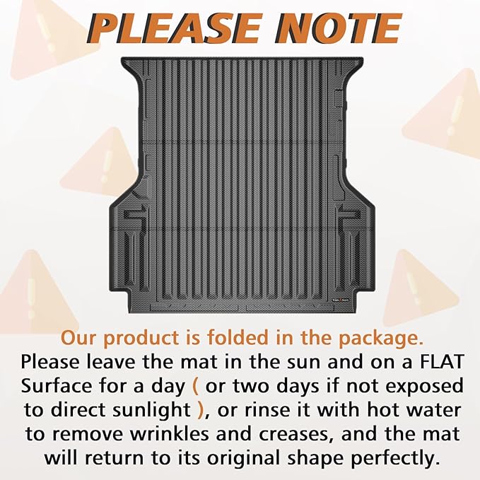 TripleAliners Truck Bed Mat Compatible with 2024 2025 Ford Ranger Accessories 5FT Vehicle Perfectly Flush All Weather Protection TPE Heavy Duty Pickup Car Bed Cargo Mat Bed Liner