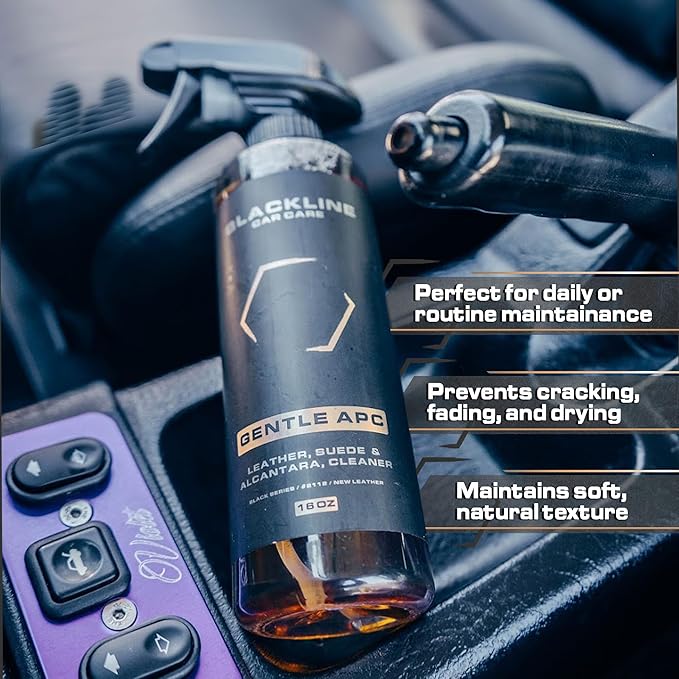 Blackline Car Care - Gentle APC - Streak free total Interior Cleaner and Protectant, Safe for Cars, Motorcycles & More. 16 fl oz leather upholstery cleaner - interior car fabric cleaner, GTL001