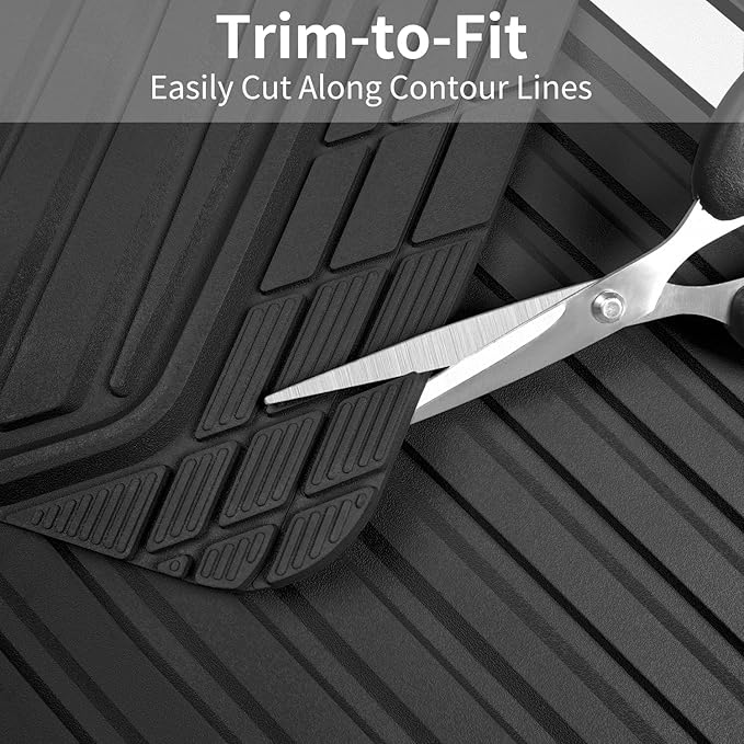 CAR PASS Heavy Duty Rubber Car Mats Metallic,Aluminum Film All Weather Floor Mats Waterproof Universal Trim to Fit SUVs Sedans Vans 4 Piece Anodized Deep Dish Two-Tone Sporty Black White Chrome