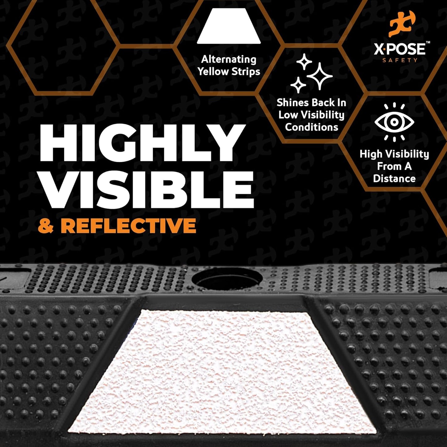 Xpose Safety 72" Heavy Duty Rubber Parking Stopper – 1 Pack Wheel Blocks for Garage, Driveway, or Ramp – Car Bumper Stop with White Reflective Strips – Removable Floor Mount