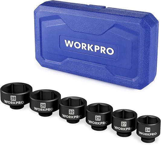 WORKPRO 24-38mm (6-Piece) Oil Filter Socket Wrench, Oil Filter Removal Tool, Oil Filter Change Set, Ideal for Some Ford F250, BMW, Mini, Volvo, Audi, VW, Porsche Vehicles