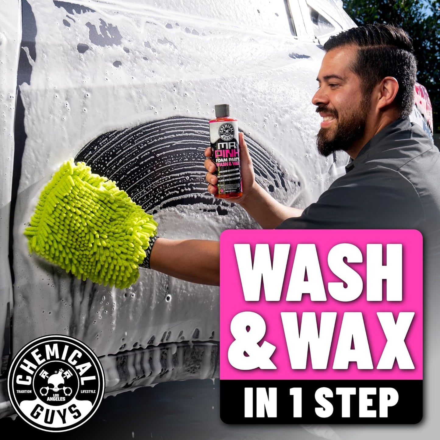 Chemical Guys EQP367 TORQ Professional Snow Foam Cannon Car Wash Snow Foamer + Mr. Pink Foam Party Wash & Wax 16 fl oz (Safe for Cars, Trucks, SUVs, RVs, & More) Works with Pressure Washer