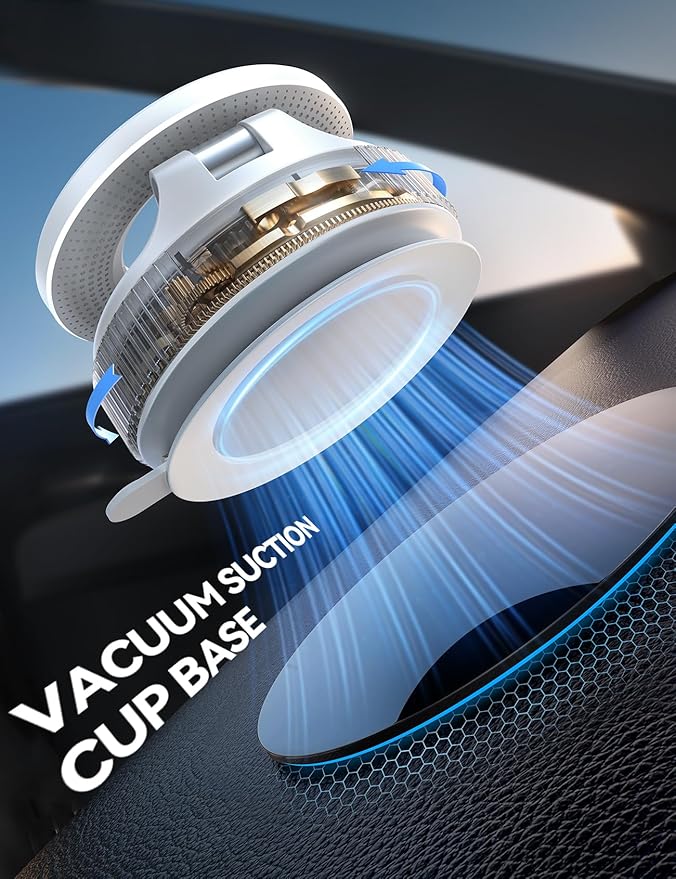 JOYROOM Magsafe Car Mount, Vacuum Car Phone Mount with Strong Magnetic, 360° Metal Strut Suction Cup Phone Mount for iPhone 17 Pro Max/16 15 14 13 12 Series& Android Magsafe Case, White