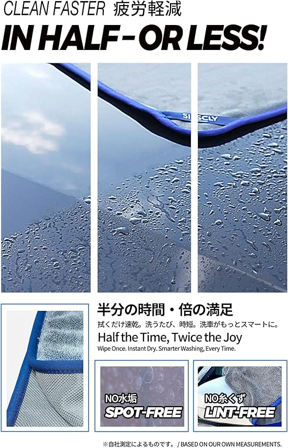 SHSCLY Super Absorbent Microfiber Car Drying Towel, 1 Piece 33" x 29", 1 Piece 24" x 20"