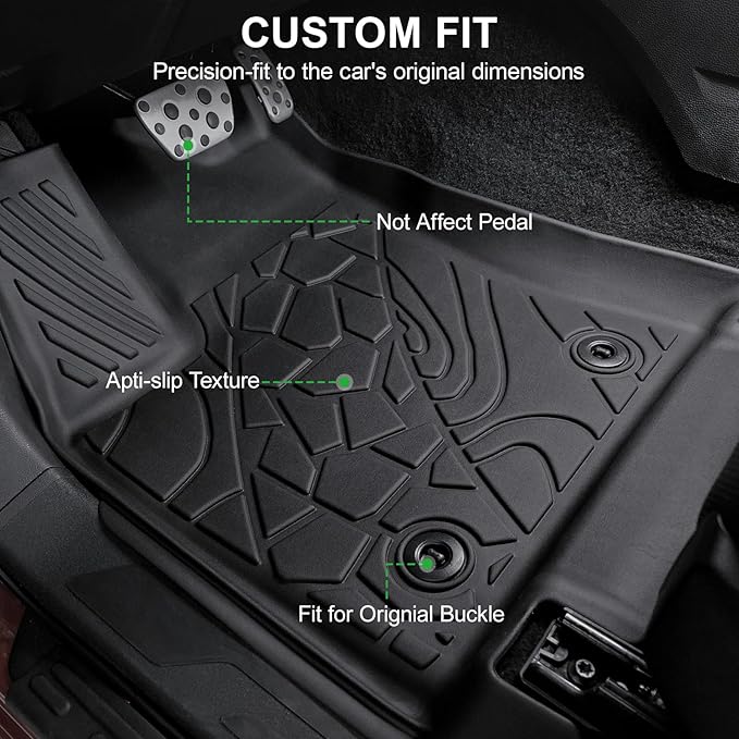 Floor Mats for 2022-2025 2026 Toyota Tundra CrewMax Cab, TPE All Weather Interior Rubber Floor Liners Door Sill Guards for Toyota Tundra SR/SR5/TRD PRO/Limited/Platinum/Castone