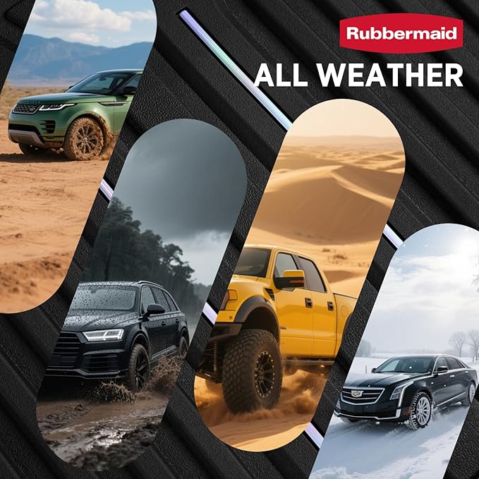 Rubbermaid Car Mat Full Set, Universal Trim-to-Fit Heavy-Duty Car Floor Mats – 4-Piece Set for All Weather Protection – Durable Rubber Mat for Cars, Trucks, SUVs & Vans-Blue