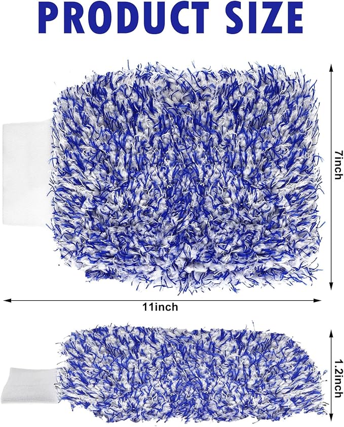 Tallew 5 Pcs Microfiber Car Wash Mitt Absorbent Detailing Washing Gloves Automotive Car Cleaning Supplies for Cars Motorcycles Suvs Trucks Boats, 7 x 11 Inches