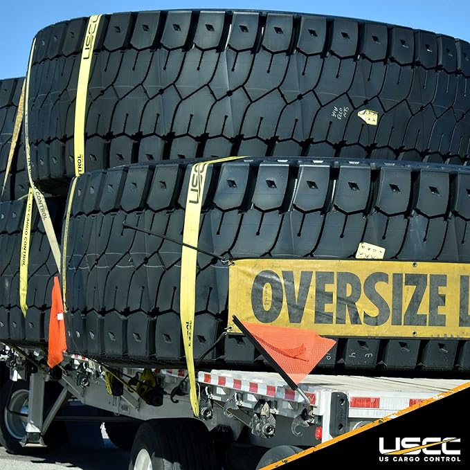 US Cargo Control 4 Inch Winch Strap with Grab Hook, 27 Feet Long, Heavy Duty Trailer Winch Strap for Safe Cargo Securement, Zinc-Coated Grab Hook for Easy Attachment, Yellow