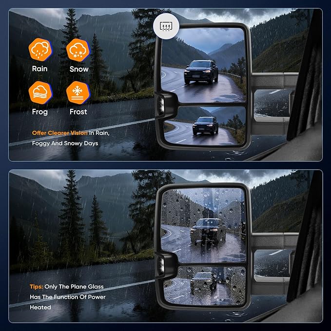 ECCPP Towing Mirrors Tow Mirrors With 2014-2020 For Chevy Silverado For GMC Sierra 1500/2500/3500 HD Power Adjusted Heated Led Turn Signal Running Back Up Light Pickup Truck