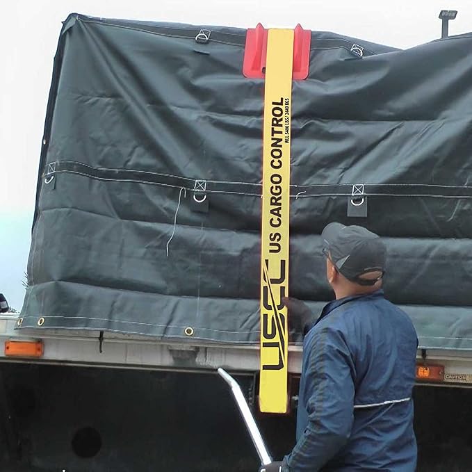 US Cargo Control 4 Inch Winch Strap with Grab Hook, 27 Feet Long, Heavy Duty Trailer Winch Strap for Safe Cargo Securement, Zinc-Coated Grab Hook for Easy Attachment, Yellow