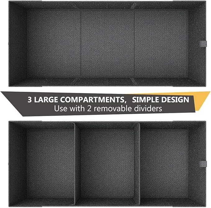 MIU COLOR Trunk Organizer for SUV, Car Organizer, Collapsible Trunk Organizer for Car, Non-Slip Bottom, Storage Organizer for Sedans, Van, Jeep, Grocery, Large 3 Compartments, Black 32"×13"×10.6"