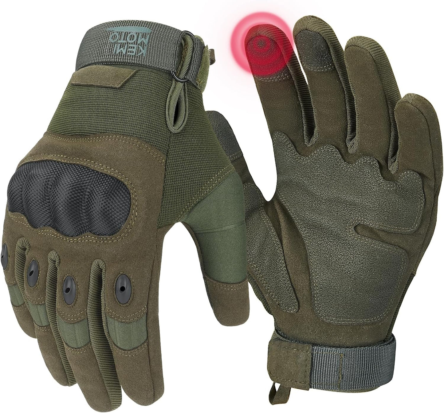 KEMIMOTO Tactical Gloves for Men, Touchscreen Motorcycle Gloves with Hard Shell & Palm Padding for Sports Motorcycle Cycling Tactical Airsoft Paintball Hunting Hiking Camping Climbing