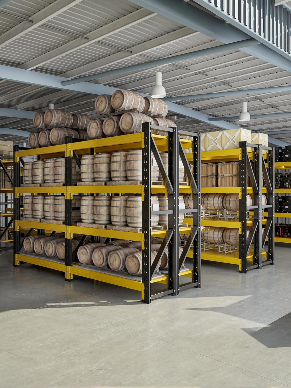 4-Tier Storage Shelves,79" H Heavy-Duty Garage Shelving Unit,Adjustable Industrial Metal Shelf System,3,400lbs Capacity,Tool Organizer for Garage,Workshop,42" W*20" D*79" H,Black&Yellow