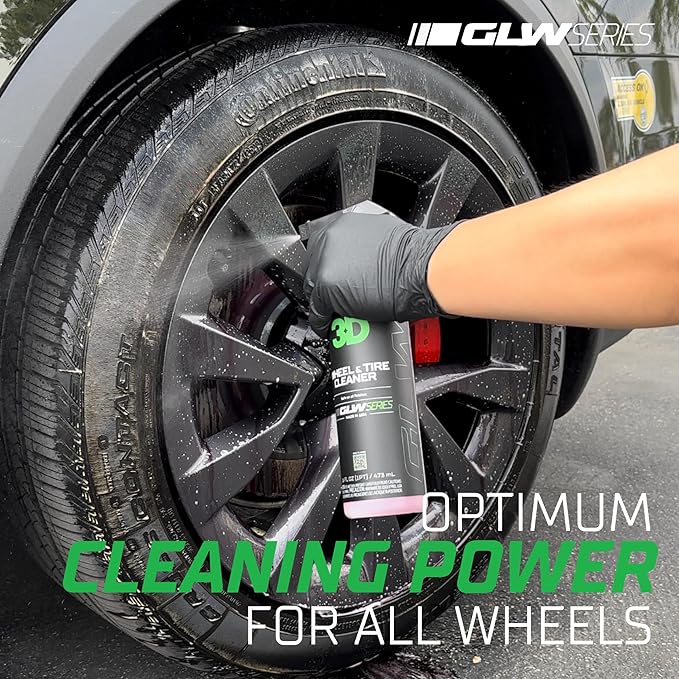 3D GLW Series Wheel & Tire Cleaner – Deep Cleaning All-in-One Formula | Removes Brake Dust, Grime, Tire Browning | Safe on All Wheels | DIY Car Detailing |16 oz