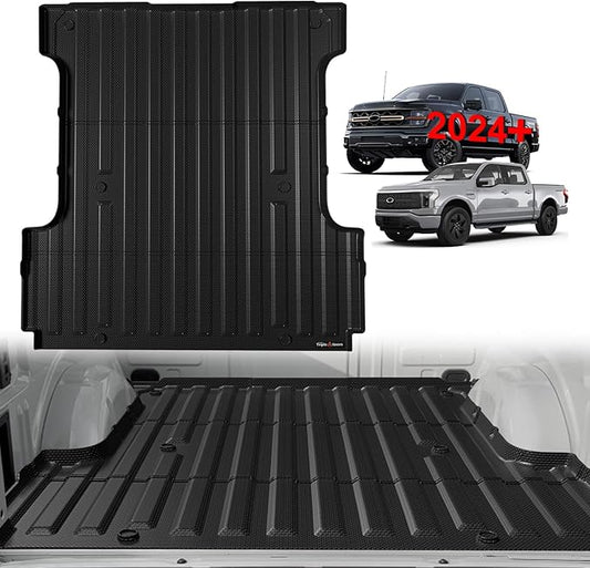TripleAliners Truck Bed Mat Compatible with 2024 2025+ Ford F150 & Lightning Accessories 5.5FT Vehicle Flush All Weather Protection TPE Heavy Duty Pickup Cargo Mat