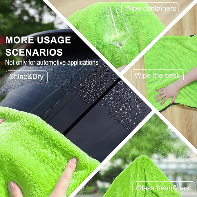 2 Pack XL Car Drying Towel – 1300GSM Ultra Absorbent Microfiber, 24"x36" Large Size, Twisted Loop, Lint-Free & Streak-Free for Auto Detailing, Car, SUV, Truck (Gray-Green)