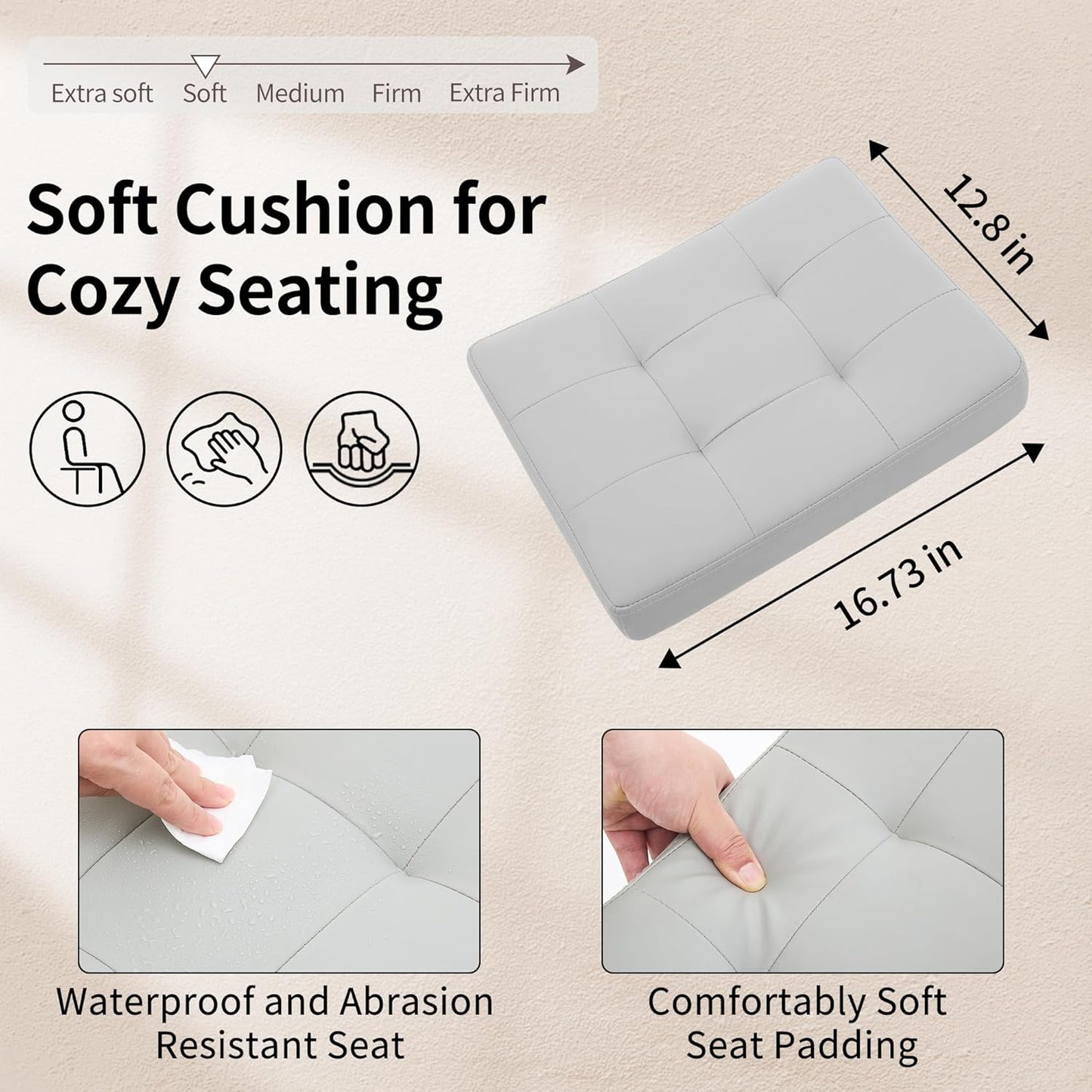 Saddle Stool with Wheels, Swivel Rolling StoolS for Vanity, Adjustable Height Tattoo Stool 17"-21" (Gray)