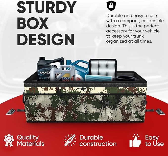 FORTEM Car Trunk Organizer, Collapsible Multi Compartment SUV Organizer, Foldable Storage for Car Accessories for Women Men, 600D Oxford, Non Slip Bottom, Securing Straps, Soft Cover (85L)