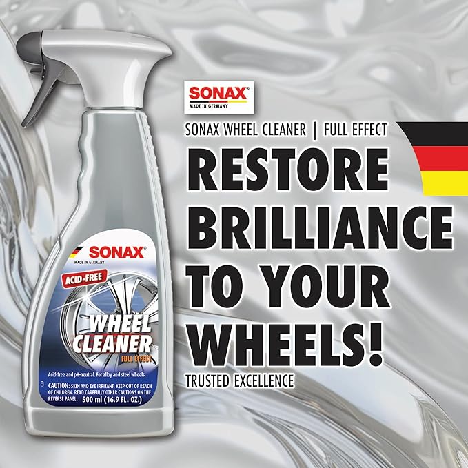 SONAX Wheel Cleaner Full Effect (230200) | Non-Acid Rim Cleaner | Color Changing Wheel Cleaner | Brake Dust Cleaner | Non-Acid Iron Remover | (500 ml or 16.9 fl. oz.)