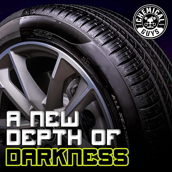 Chemical Guys Galactic Black Wet Look Tire Shine Dressing – High Gloss Spray for Tires, Trim and Rubber – Restores Deep Black Shine and Protection for Cars, Trucks, Motorcycles and RVs, 16 oz