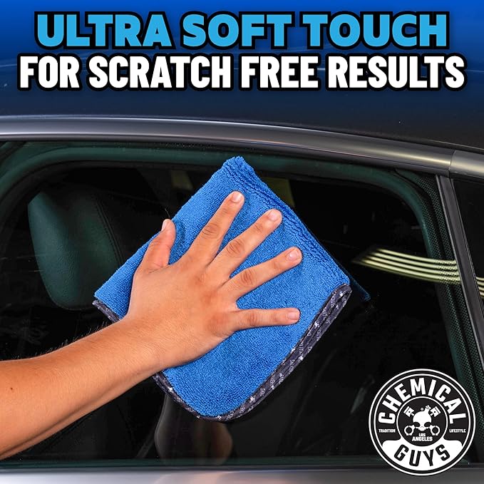 Chemical Guys Professional Grade Premium Microfiber Towels - Blue, 16" x 16", Ultra-Soft and Scratch-Free Car Detailing Cloths for Cars, Trucks, Motorcycles, and More - 12 Pack