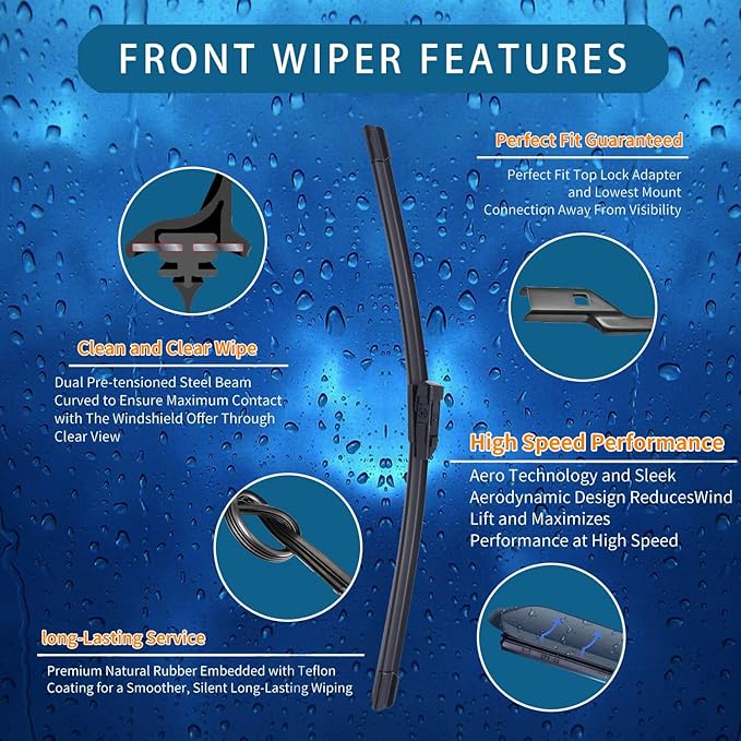 Windshield Wiper Blades for 2022 2023 2024 2025 Honda Civic - Front Set (24"+19") Premium All-Weather Beam Wipers