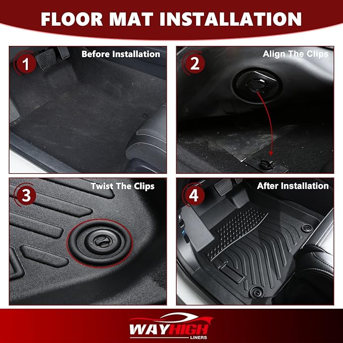 Wayhigh-All Weather Floor Mats Fit for 2015-2019 Ford Explorer 7 Seats TPE Car Mats Waterproof Heavy Duty Rubber Floor Liners for Explorer Accessories Custom Fit Black Liners