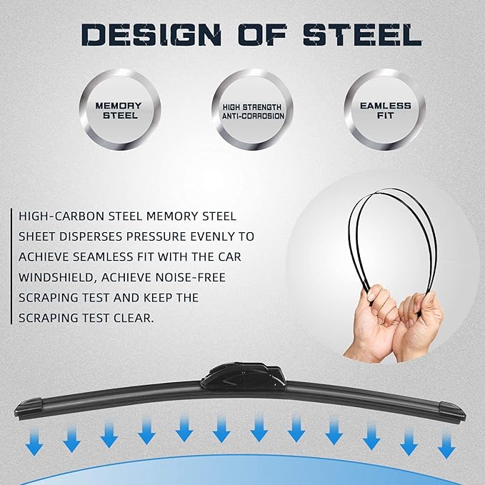 AUTOBOO 22" and 18" Windshield Wipers Blades (Pack Of 2),OEM Quality Premium All-Seasons Wiper blades,Stable and Quiet Armor wiper blades