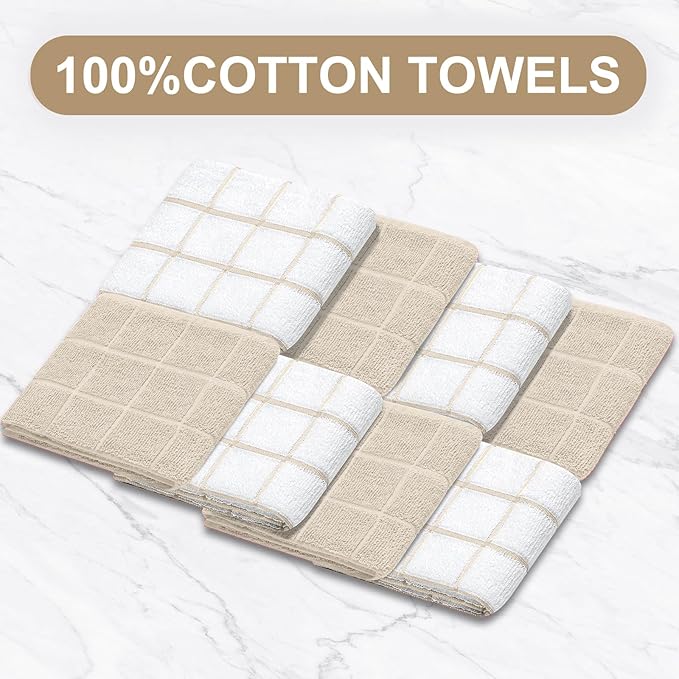 Oven Mitts Pot Holders Sets/Kitchen Towels and Dishcloths, Oven Gloves Kitchen Dish Towels 500 Degree Heat Resistant Potholders with Non-Slip Silicone Surface for Cooking, Grilling, Baking-Milkshake