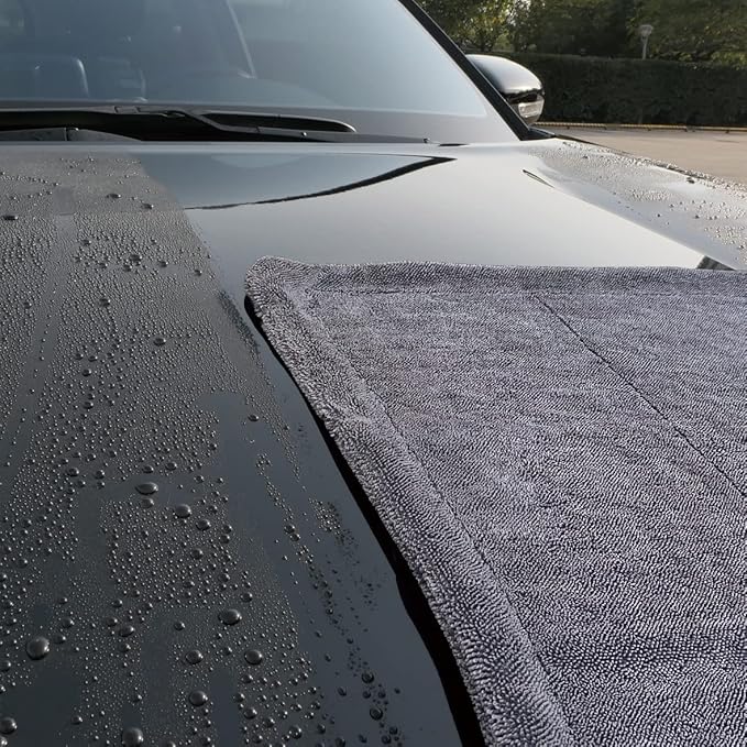 SHSCLY Microfiber Car Drying Towel Large Double Twist Pile 1200GSM Gray 35.5 x 24 Inches Pack of 1