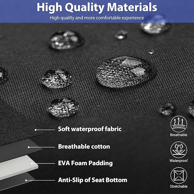 CAR PASS Neoprene Wetsuit Seat Covers, Waterproof Car Seat Covers Full Sets with 5mm Composite EVA, Universal Fit for Car Sedan, SUV Trucks Anti Slip with Airbag Compatible(Black Blue