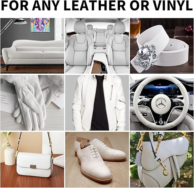 8.5oz Leather Recoloring Balm with 100ml Mink Oil,White Leather Repair kit for Furniture and Car Interior,Leather Couch Scratch Repair,Leather Dye Paint,Mink Oil for Leather