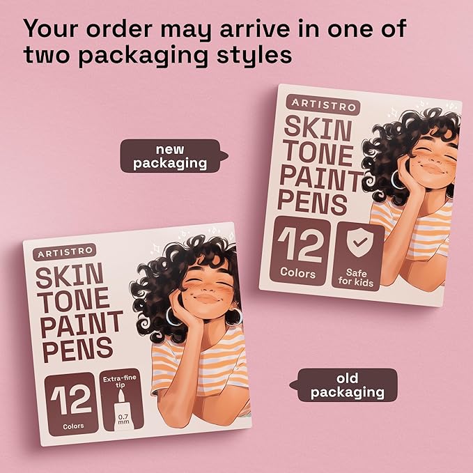 ARTISTRO 12 Skin Tones Paint Markers for Glass, Rock Painting, Ceramic, Wood, Fabric, Scrapbooking, DIY Craft Making, Coloring - Acrylic Paint Pens in Soft Pastel Colors Extra-Fine Tip 0.7mm