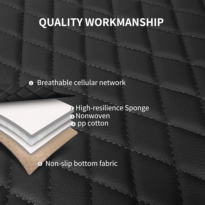 Leather Car Seat Covers,Breathable and Waterproof Seat Cover Full Set,PU Premium Universal Fit Automotive Airbag Compatible for Cars Sedans SUVs Vans and Trucks(Full Seat,Black,N1)