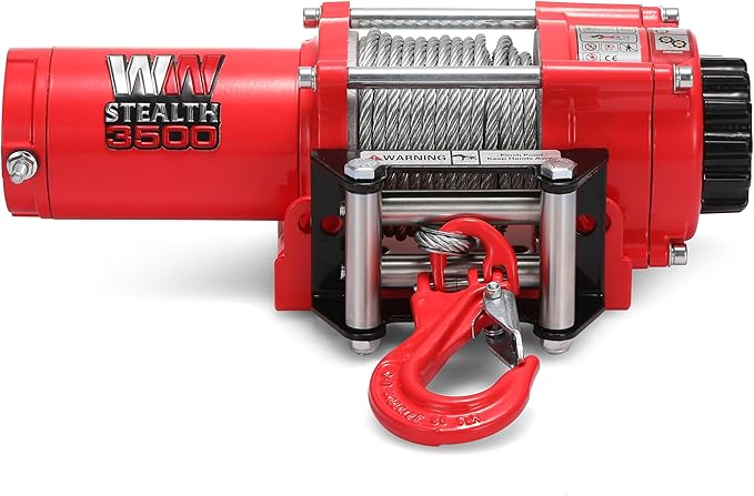 Stealth Winches 3500 lb 12V Electric Winch for ATV UTV Jeep Truck Trailer Car Towing Vehicle Recovery, Portable Heavy Duty Off Road Winch with Remote Kit, Steel Rope, Roller Fairlead & Mounting Plate