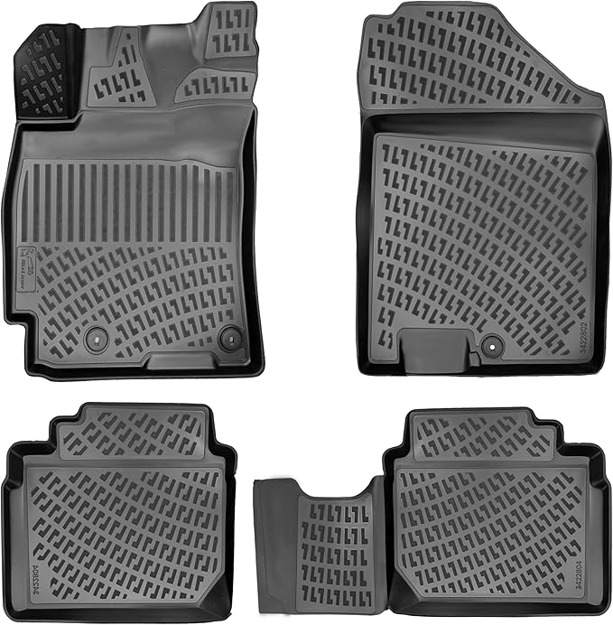 Kia Forte 2019-2024 Custom Fit Floor Mats Rubber 3D Car Mats Laser Measured Floor Liners All Weather Heavy Duty Waterproof Odorless Non-Slip TPE (Front & Rear, Black)