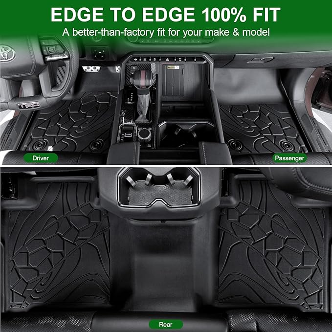 Floor Mats for 2022-2025 2026 Toyota Tundra CrewMax Cab, TPE All Weather Interior Rubber Floor Liners Door Sill Guards for Toyota Tundra SR/SR5/TRD PRO/Limited/Platinum/Castone