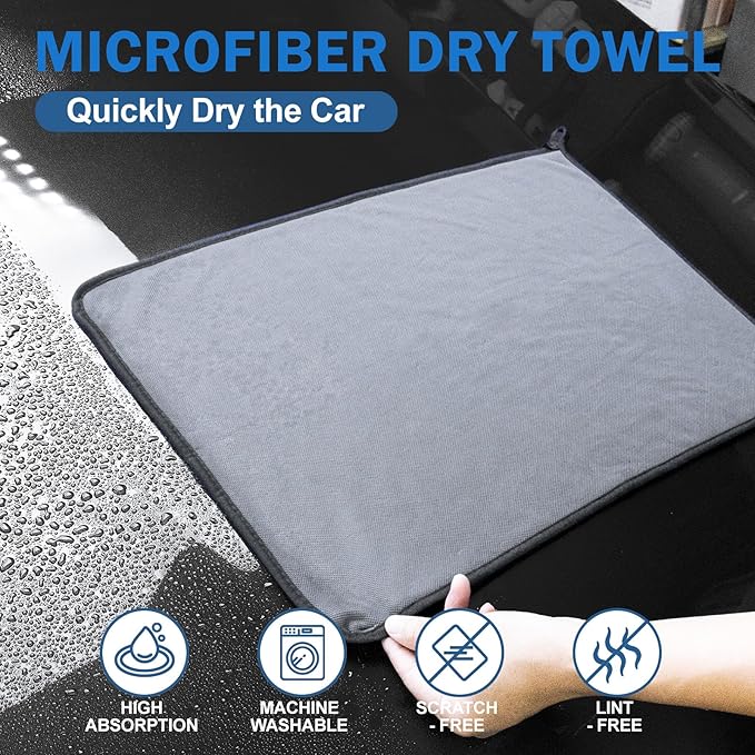 Navona 5-Pack 600GSM Professional Microfiber Car Drying Towels - Ultra Absorbent, Scratch-Free, Lint-Free (23.6" x 15.7") for Auto Detailing & Car Wash and Household Use.