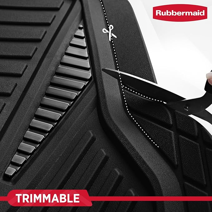 Rubbermaid Car Mat Full Set, Universal Trim-to-Fit Heavy-Duty Car Floor Mats – 4-Piece Set for All Weather Protection – Durable Rubber Mat for Cars, Trucks, SUVs & Vans-Black